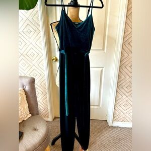 Emerald green velvet jumpsuit